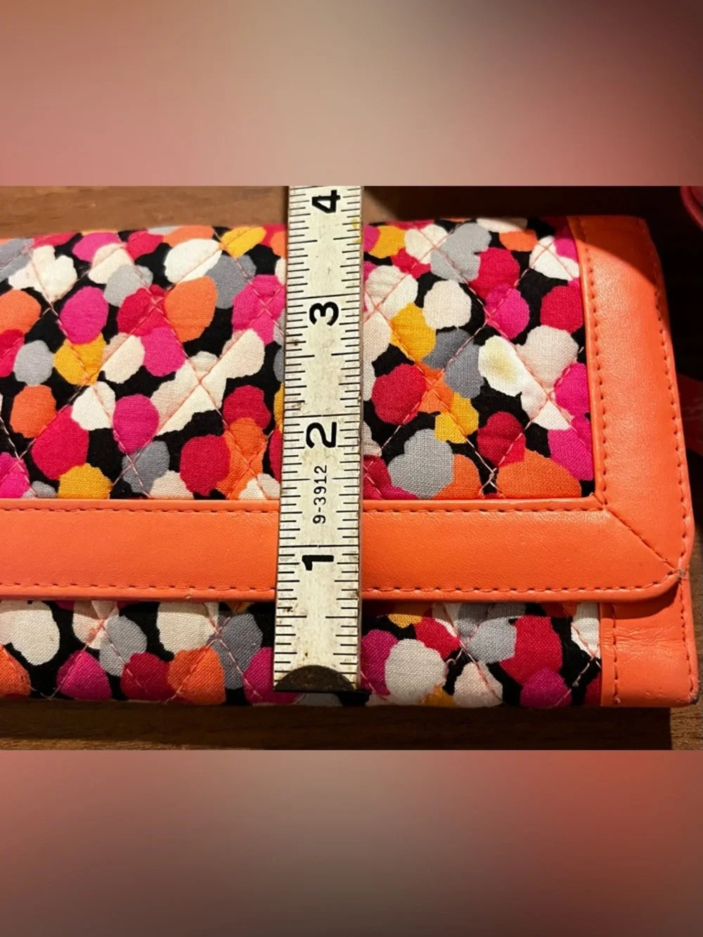 Vera Bradley Trifold Wallet Pixie Confetti Travel Wallet Coral Pink Abstract - Picture 13 of 13